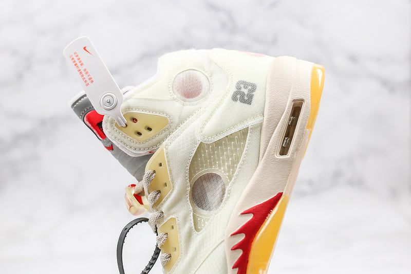 Nike Air Jordan Retro 5 SP x Off-White Muslin Cream Yellow Sneakers