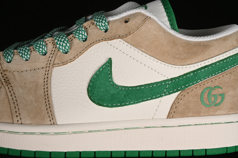 Nike Air Jordan 1 Low White Green Brown Sneakers