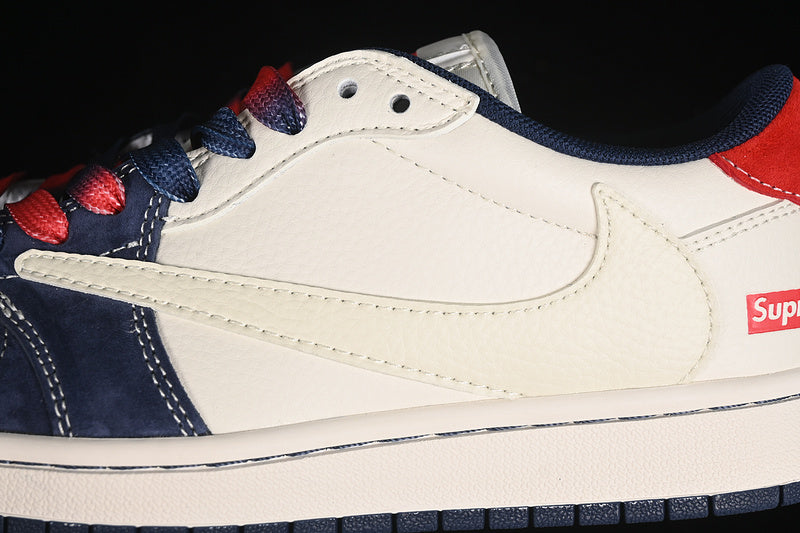 Travis Scott Fragment Design Nike Air Jordan 1 Low OG SP Red Blue White Sneakers