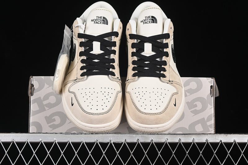 Nike Air Jordan 1 Low Black White Khaki Sneakers