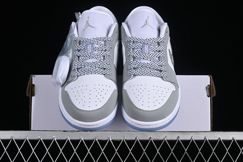 Nike Air Jordan 1 Low White Wolf Grey Aluminum Sneakers