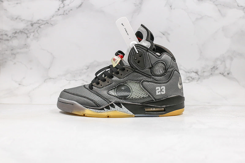 Nike Air Jordan Retro 5 SP x Off-White Mid Muslin Medium Grey Sneakers