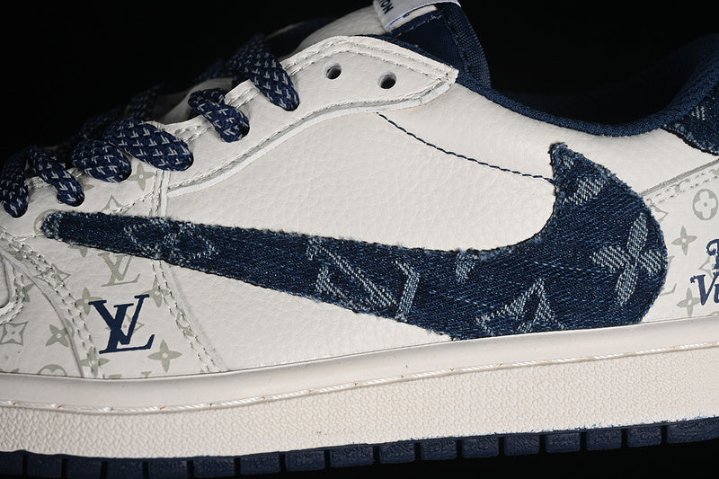 Nike Air Jordan 1 Low LV Travis Scott Fragment Design OG SP Denim Blue White Sneakers