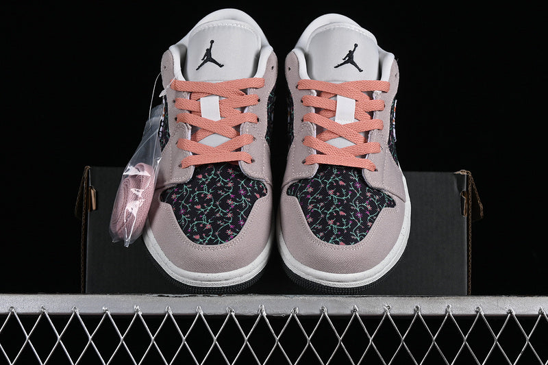 Nike Air Jordan 1 Low SE Floral Platinum Violet Anthracite Red Stardust Sail Sneakers