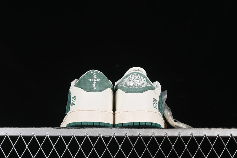 Travis Scott Fragment Design Nike Air Jordan 1 Low OG SP Green White Sneakers