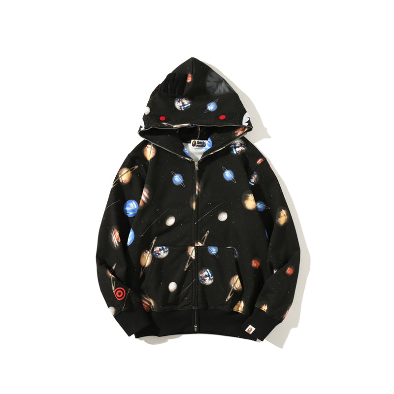 A Bathing Ape BAPE Shark Head Planet Limited Edition Hoodie Black