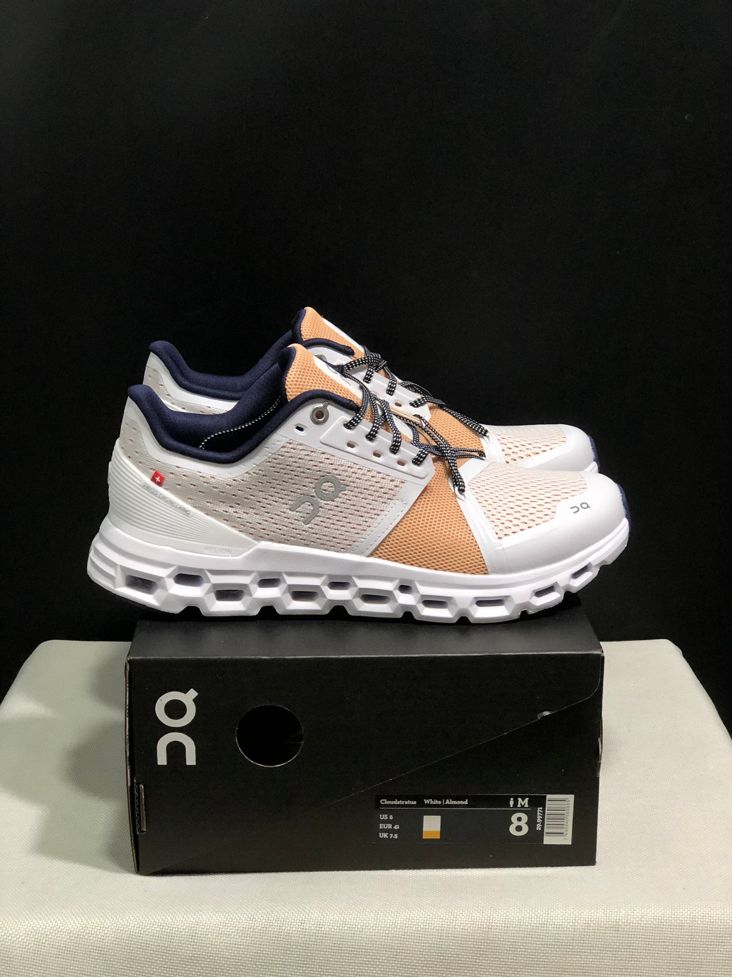 On Running Cloudstratus Shock-Absorbing And Breathable Running Shoes Almond/Orange