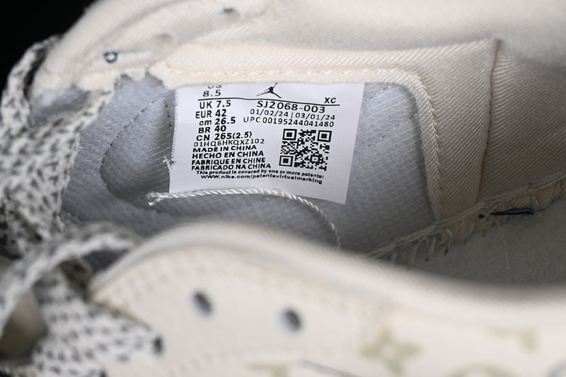Nike Air Jordan 1 Low Travis Scott Fragment Design OG SP Louis Vuitton White Denim Blue Sneakers