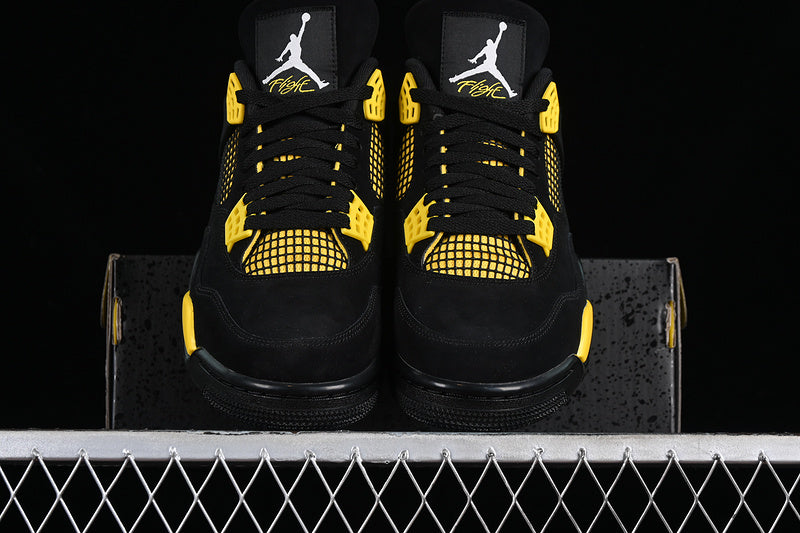 Nike Air Jordan 4 Retro Thunder Black Tour Yellow Sneakers