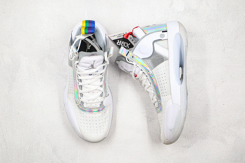 Nike Air Jordan 34 XXXIV Flight GS Unite White Metallic Sneakers