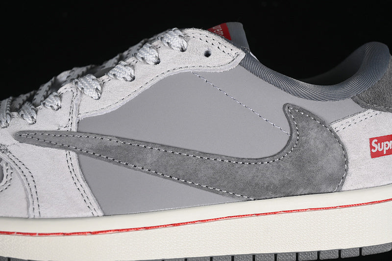 Travis Scott Fragment Design Nike Air Jordan 1 Low Supreme OG SP Grey White Sneakers