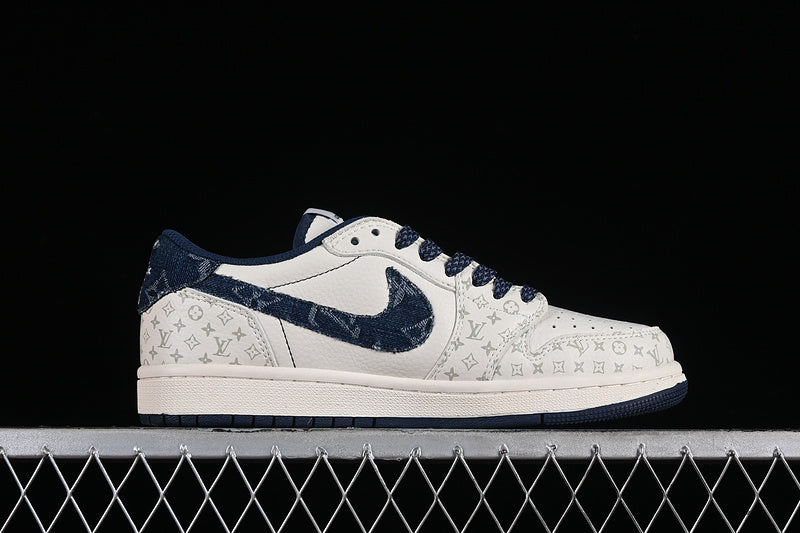 Nike Air Jordan 1 Low LV Travis Scott Fragment Design OG SP Denim Blue White Sneakers