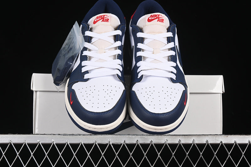 Nike Air Jordan 1 Low OG Howard University White Red Midnight Navy Sneakers