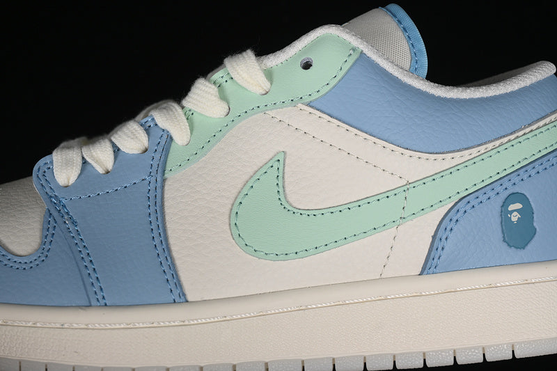 Nike Air Jordan 1 Low BAPE White Blue Sneakers