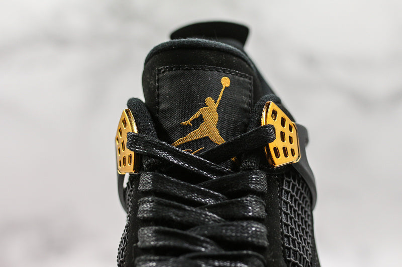 Nike Air Jordan 4 Retro Royalty Black Metallic Gold White Sneakers
