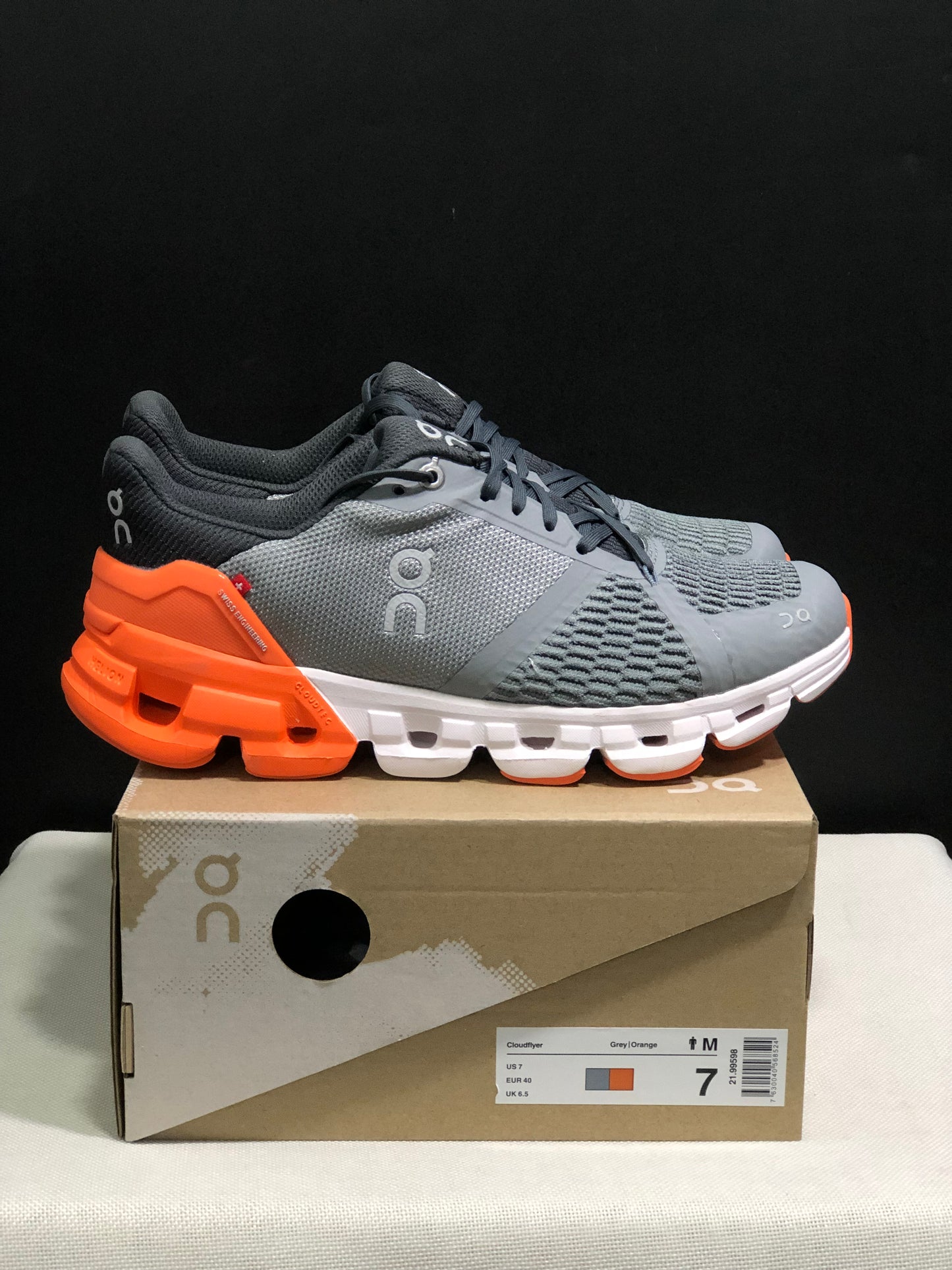 On Running Cloudflyer Shock-Absorbing Running Shoes Grey/Orange