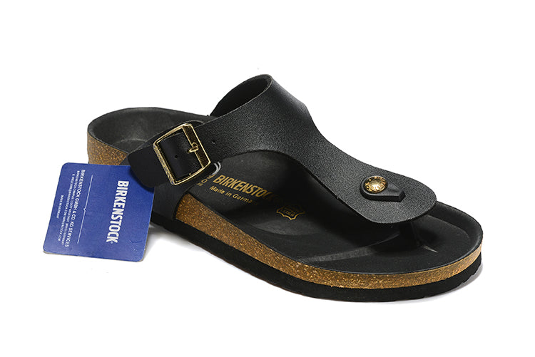 Birkenstock Black Matte Leather Casual Flip Flops