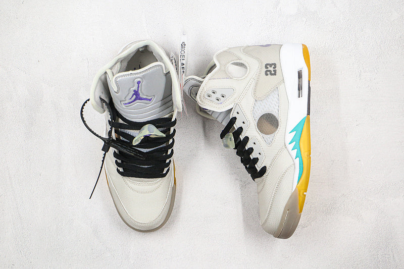 Nike Air Jordan 5 Retro Off-White Ash Wood Green Sneakers
