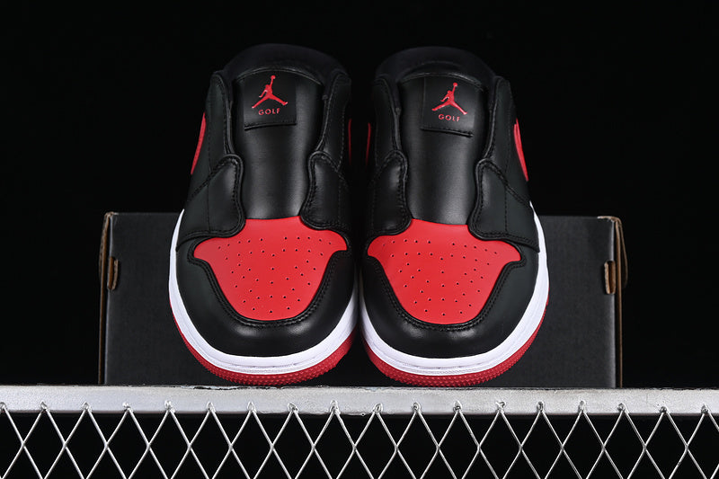 Nike Air Jordan 1 Mule Golf Bred Varsity Red Black White Sneakers