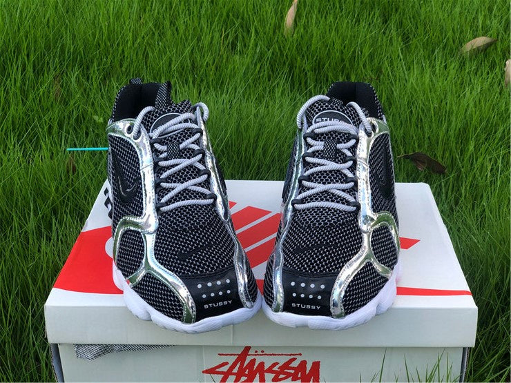 Nike Air Zoom Spiridon Cage 2 Stussy Pure Platinum Black White Sneakers