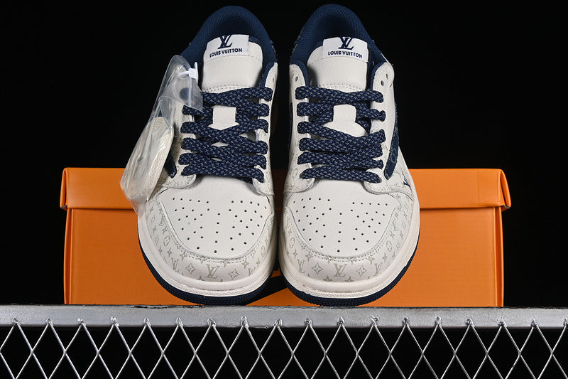 Nike Air Jordan 1 Low LV Travis Scott Fragment Design OG SP Denim Blue White Sneakers
