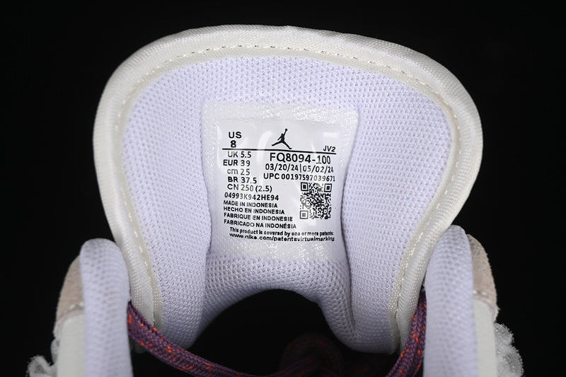 Nike Air Jordan 1 Low Purple sole White Pastel Grey Sneakers
