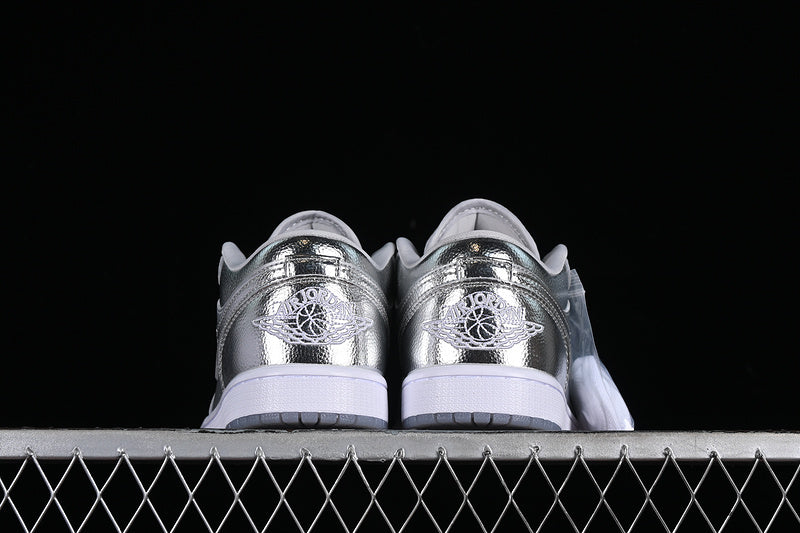 Nike Air Jordan 1 Low Metallic Silver Photon Dust Wolf Grey Sneakers