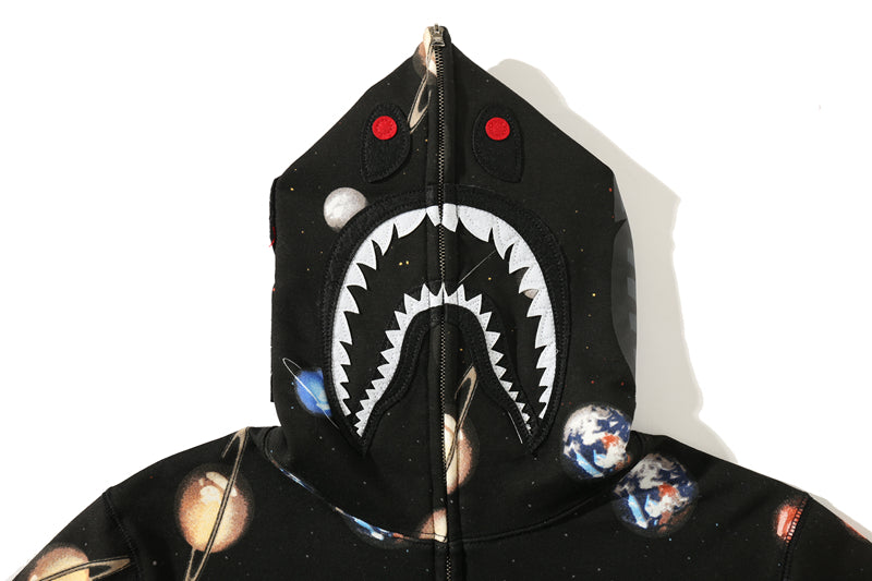 A Bathing Ape BAPE Shark Head Planet Limited Edition Hoodie Black