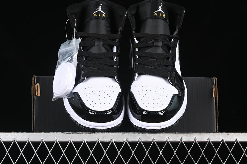 Nike Air Jordan 1 Mid Metalli Silver Black White Sneakers