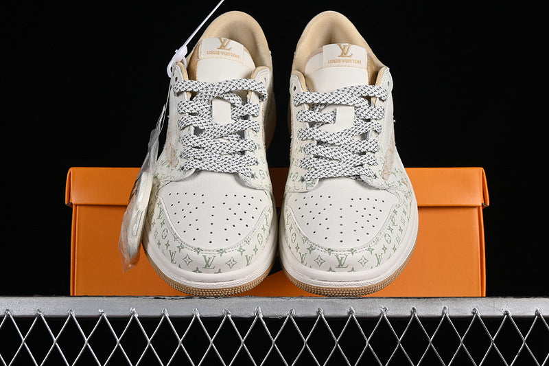 Nike Air Jordan 1 Low LV Travis Scott Fragment Design Grey Gold Sneakers