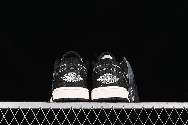 Nike Air Jordan 1 Low GUCCI White Sole Black Silver Flash Sneakers