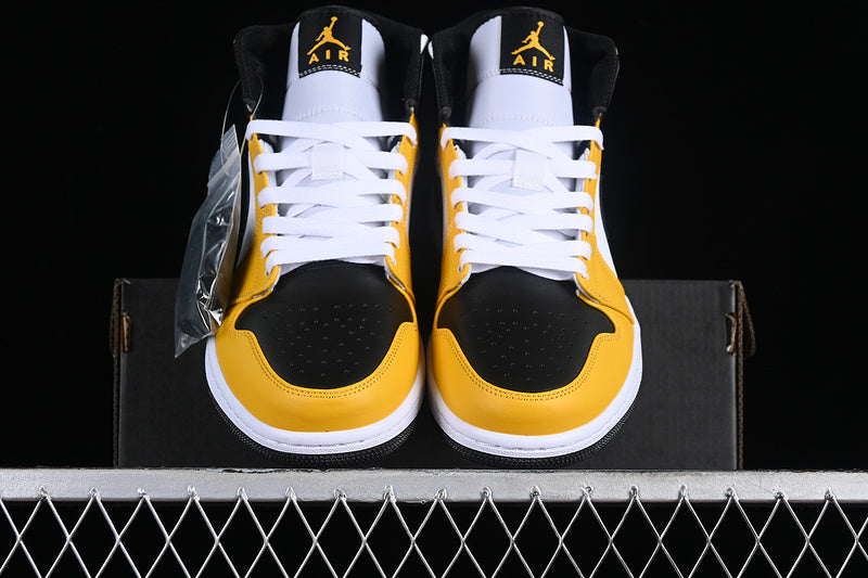 Nike Air Jordan 1 Mid Yellow Ochre Black White Sneakers
