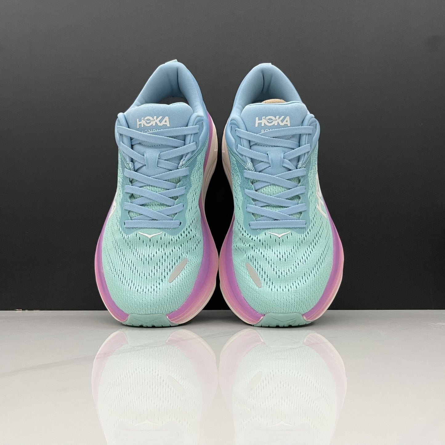 Hoka One One Bondi 8 Breathable Low-top Running Shoes Sneakers Blue Green