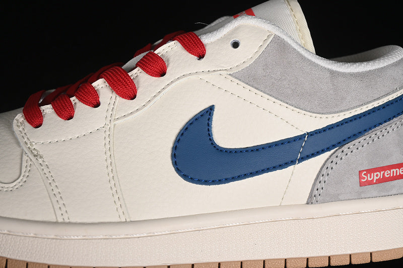 Nike Air Jordan 1 Low Supreme Grey White Red Blue Sneakers