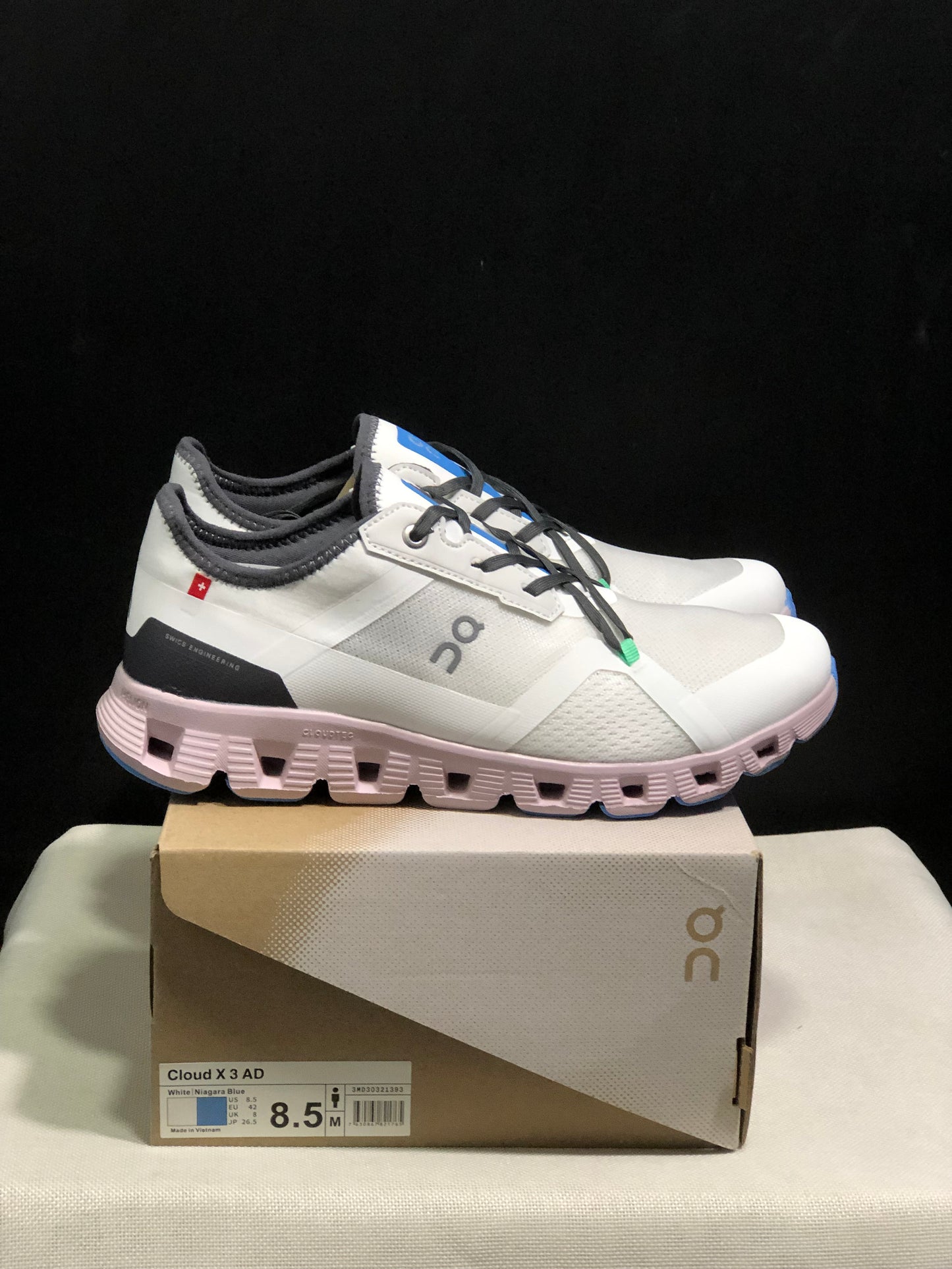 On Running Cloud X 3 AD Comfortable Wear-Resistant Training Shoes Grayish-White/Light Pink