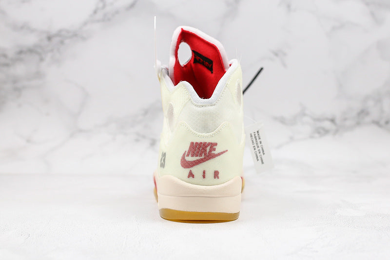 Nike Air Jordan Retro 5 SP x Off-White Muslin Cream Yellow Sneakers