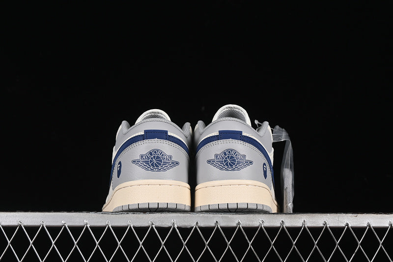 Nike Air Jordan 1 Low BAPE White Grey Blue Sneakers