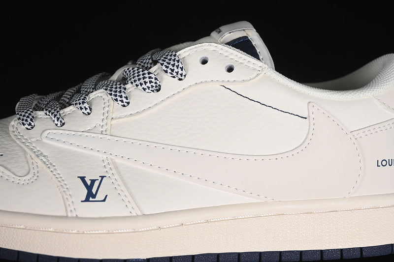 Nike Air Jordan 1 Low OG SP Travis Scott Fragment Design LV Navy Sole White Sneakers