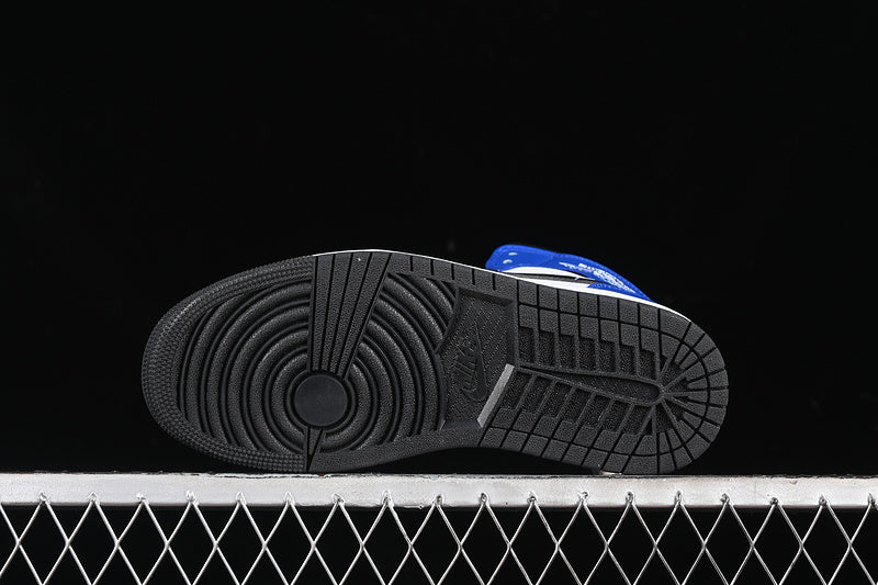 Nike Air Jordan 1 Mid Black White Blue Sneakers