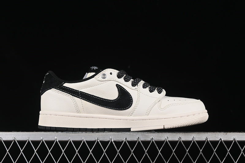 Travis Scott Fragment Design Nike Air Jordan 1 Low OG SP Black White Casual Sneakers