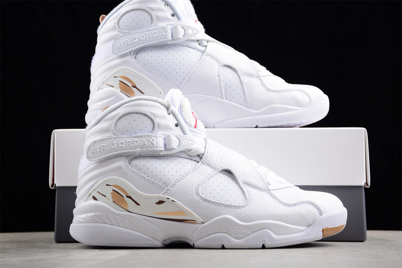 OVO Nike Air Jordan 8 Retro White Metallic Gold Sneakers