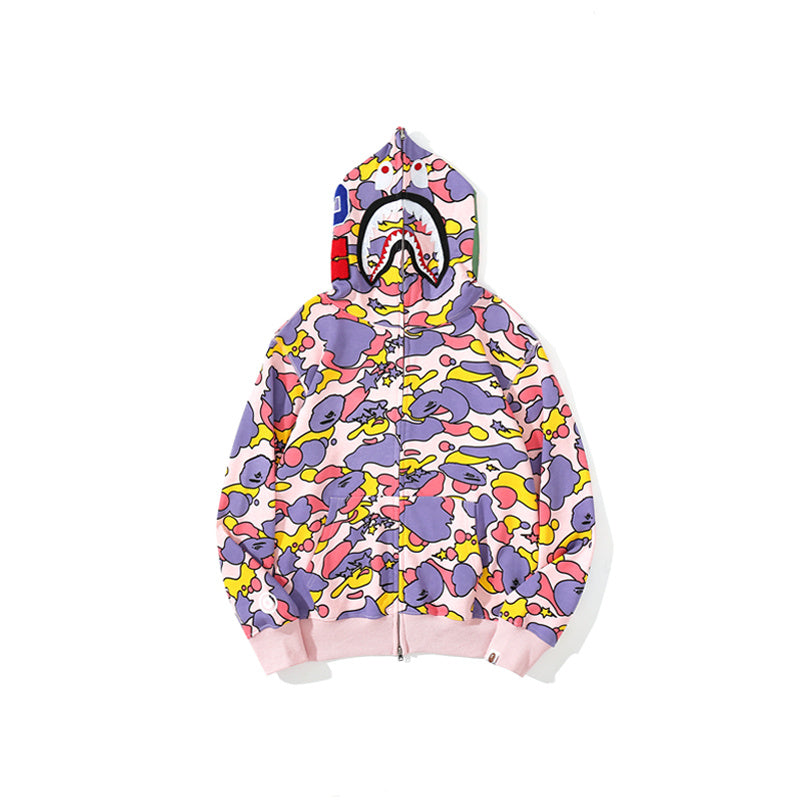 A Bathing Ape BAPE Shark Head STA Star Camouflage Hoodie Pink