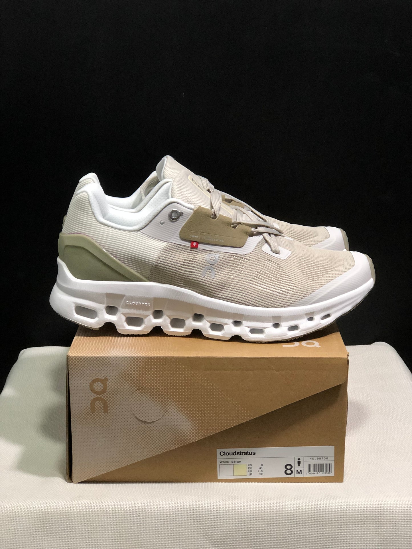 On Running Cloudstratus Breathable Support Running Shoes Khaki