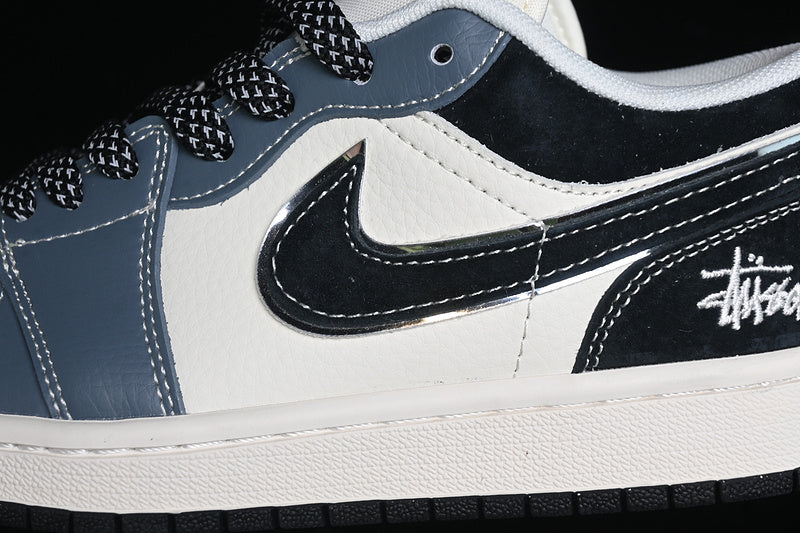 Nike Air Jordan 1 Low Grayish Blue Black White Sneakers