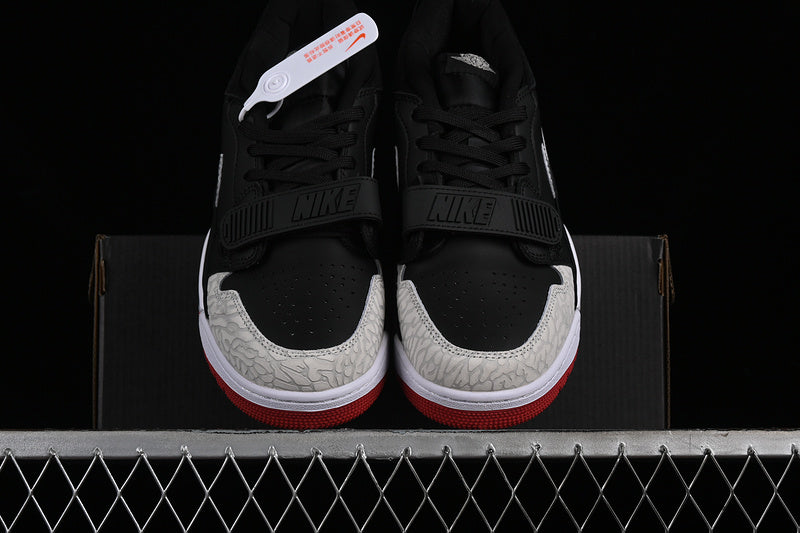 Nike Air Jordan Legacy 312 Low Black Gym Cement Grey Red Sole Sneakers