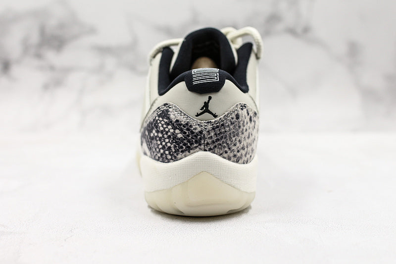Nike Air Jordan 11 Retro Low-Top "Light Bone" Snakeskin White Sneakers