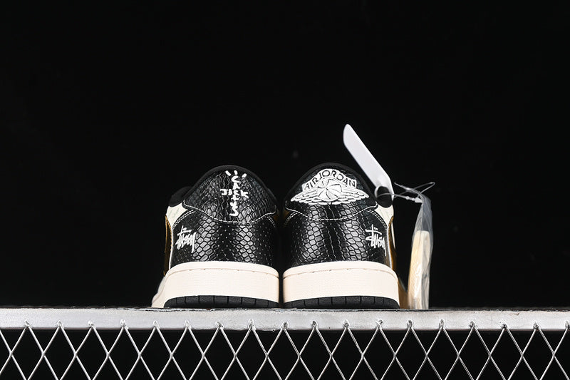 Nike Air Jordan 1 Low Travis Scott Fragment Design OG SP White Black Gold Sneakers