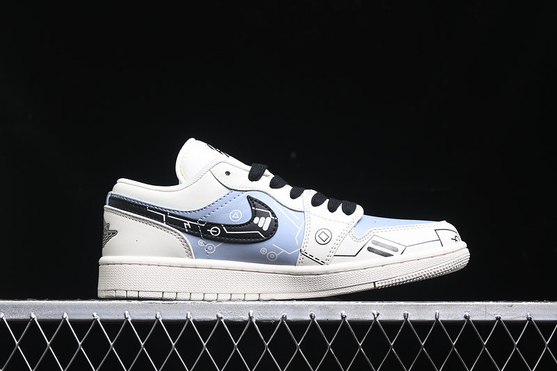 Nike Air Jordan 1 Low Black White Blue Sneakers