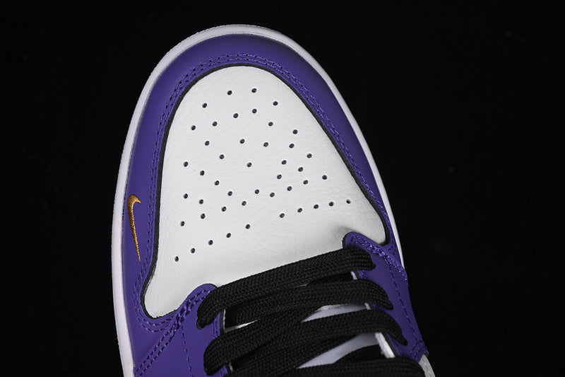 Nike Air Jordan 1 Low White Black Purple Gold Sneakers