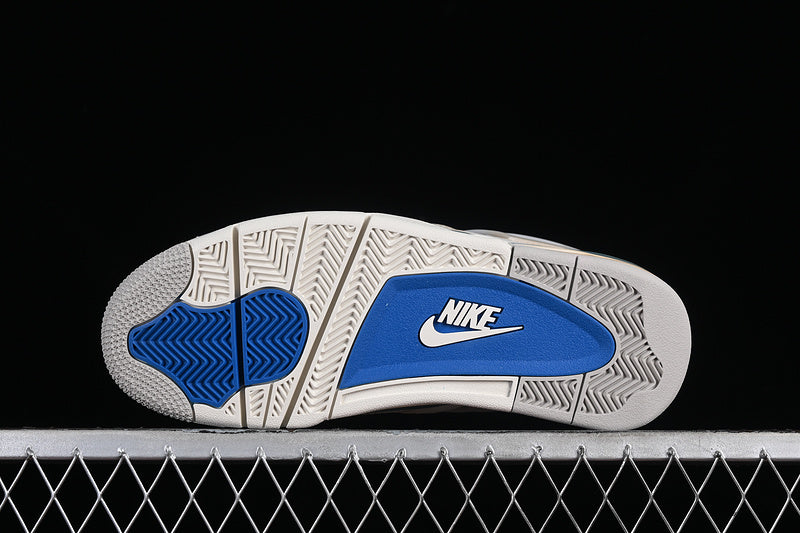 Nike Air Jordan 4 Retro White Military Blue Neutral Grey Sneakers